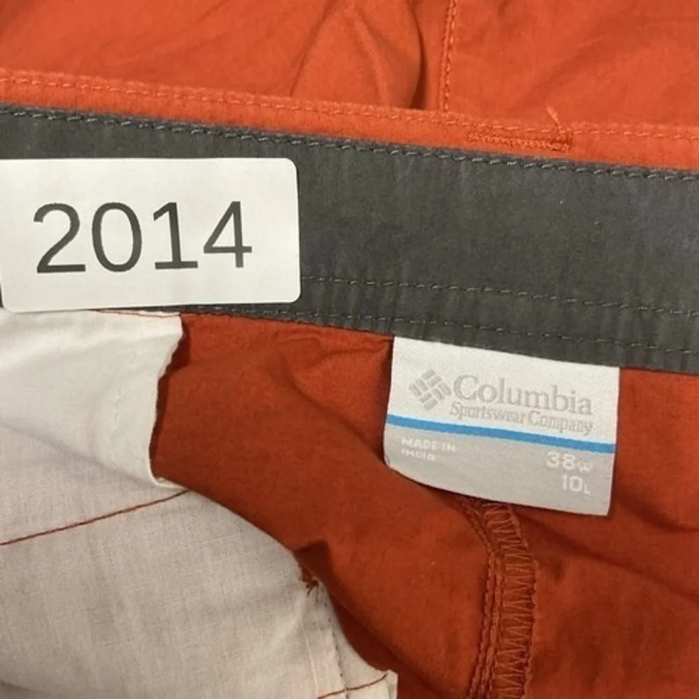 Columbia Orange Hiking Outdoor Chino Shorts Men 38x10 India Cotton/Polyester